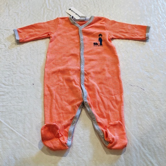 Petit Bateau**Orange Footed Onesie Baby PJ**3 Mo. - Picture 2 of 5